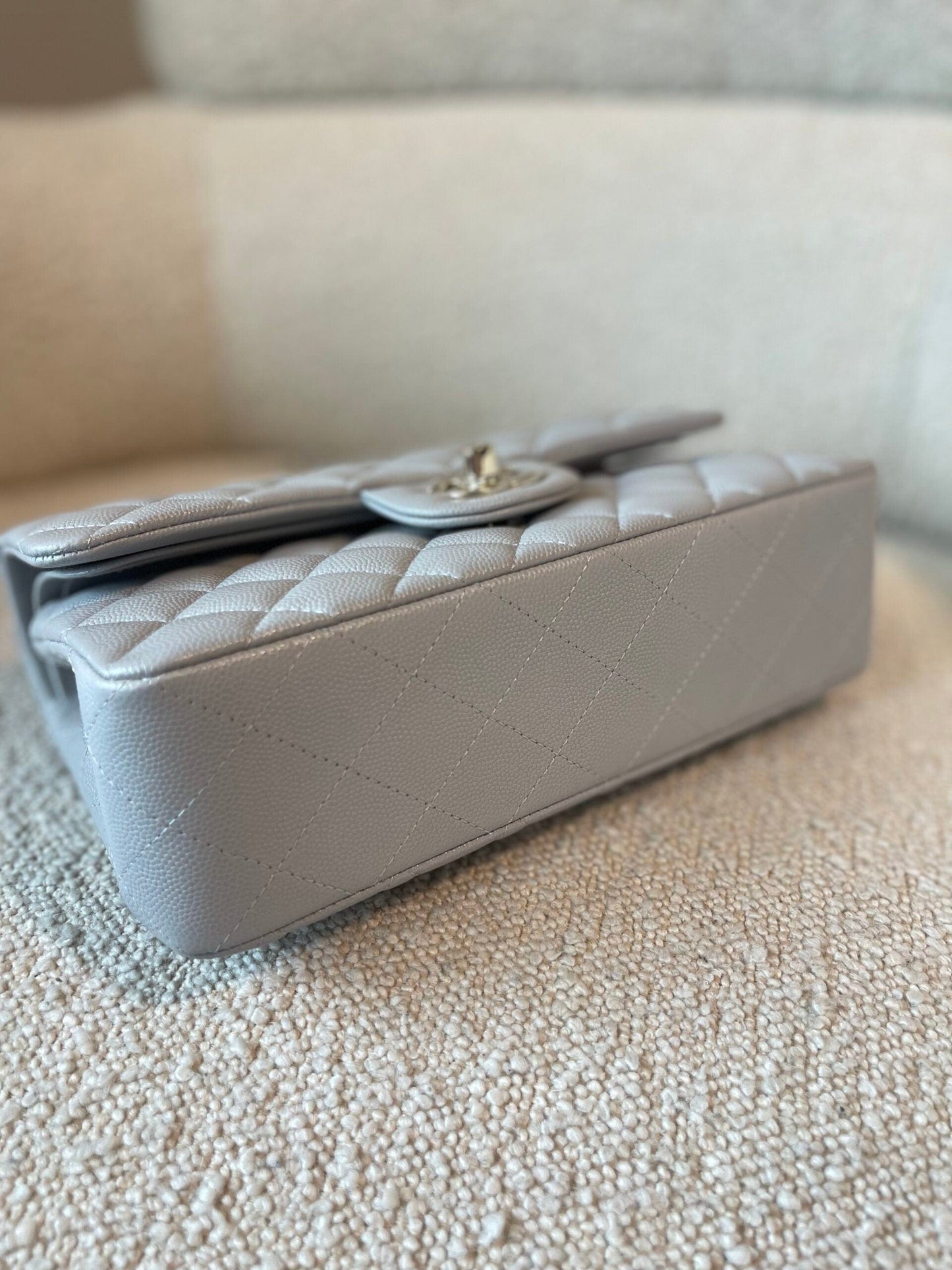 21A Grey Caviar Quilted Classic Flap Small LGHW