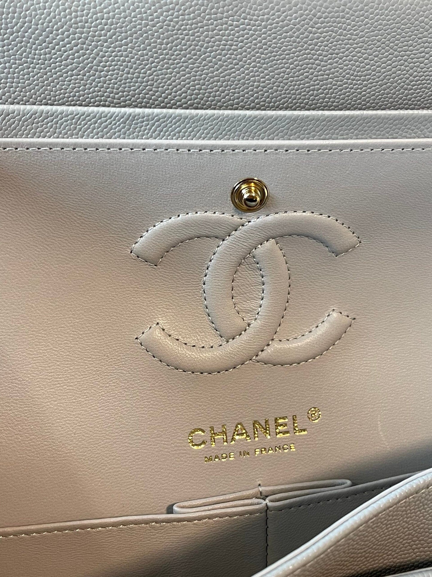 21A Grey Caviar Quilted Classic Flap Small LGHW