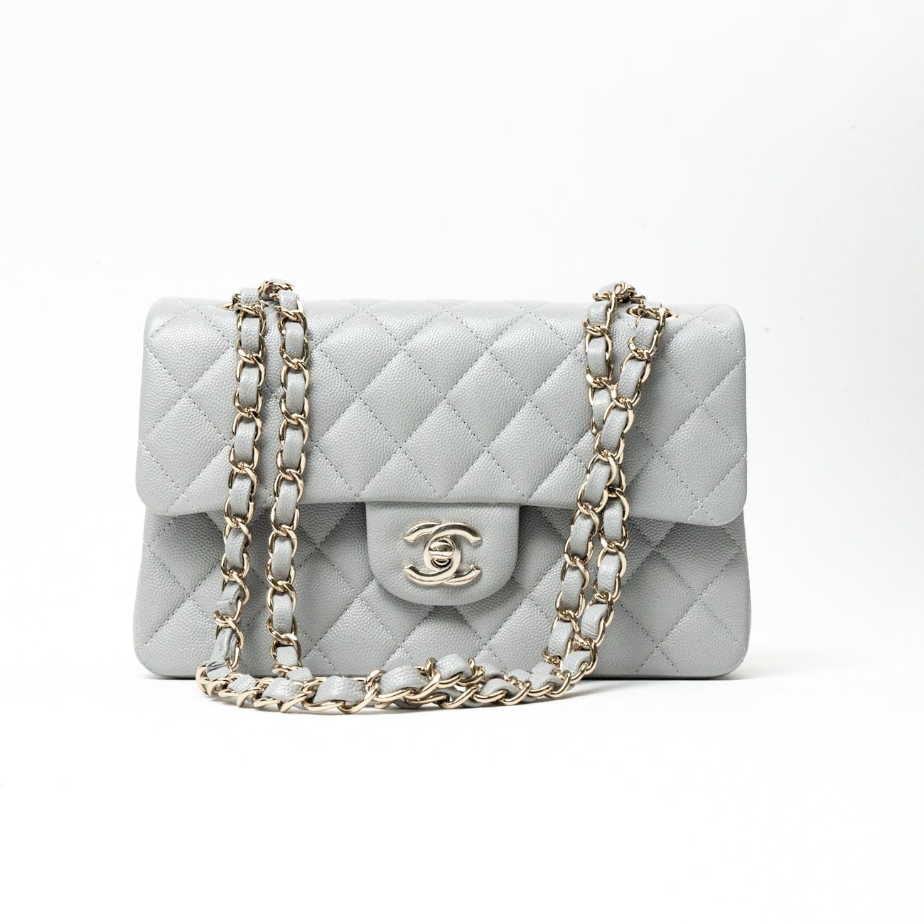 21A Grey Caviar Quilted Classic Flap Small LGHW
