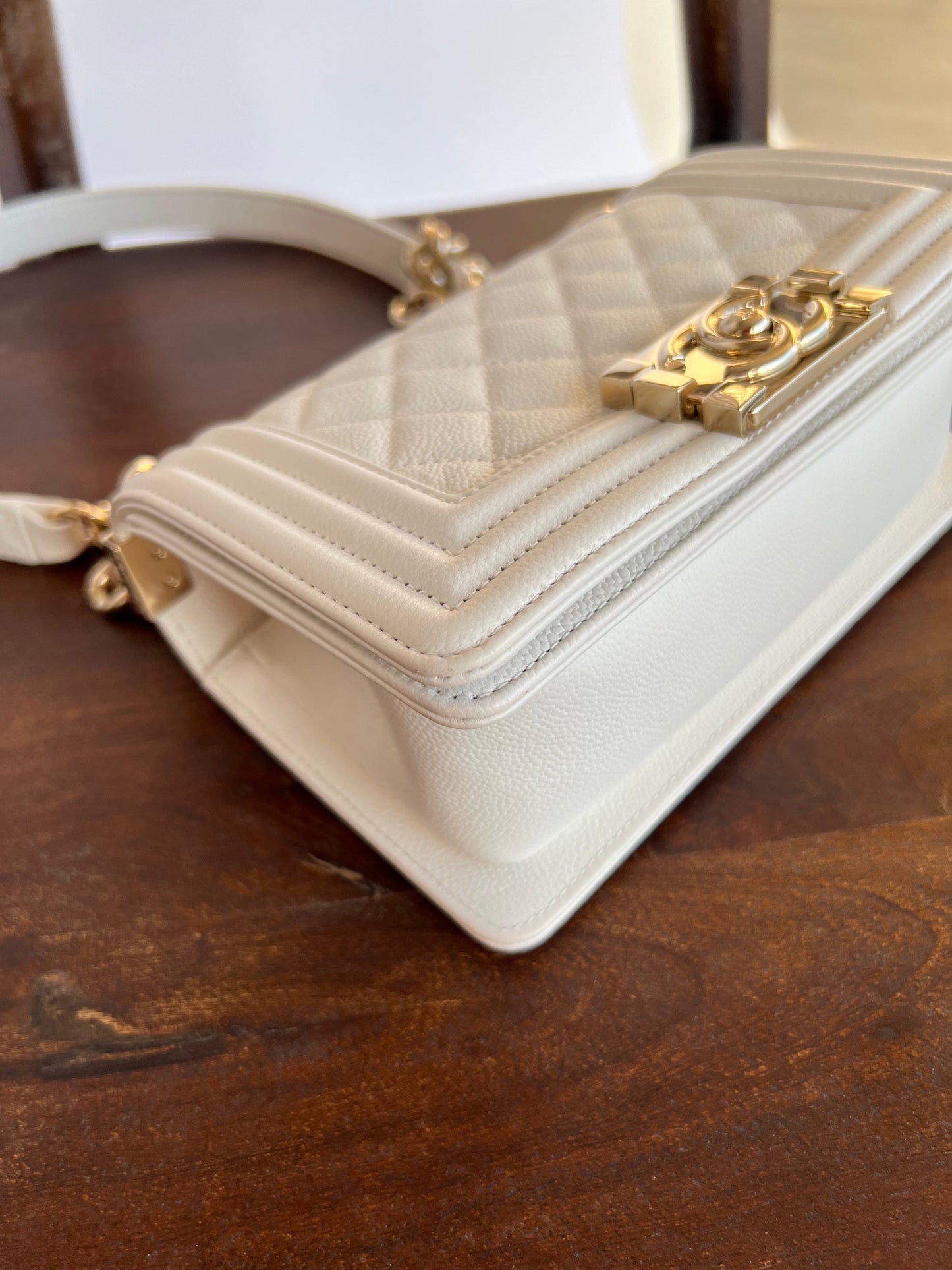 21A White Caviar Quilted Small Boy Bag LGHW