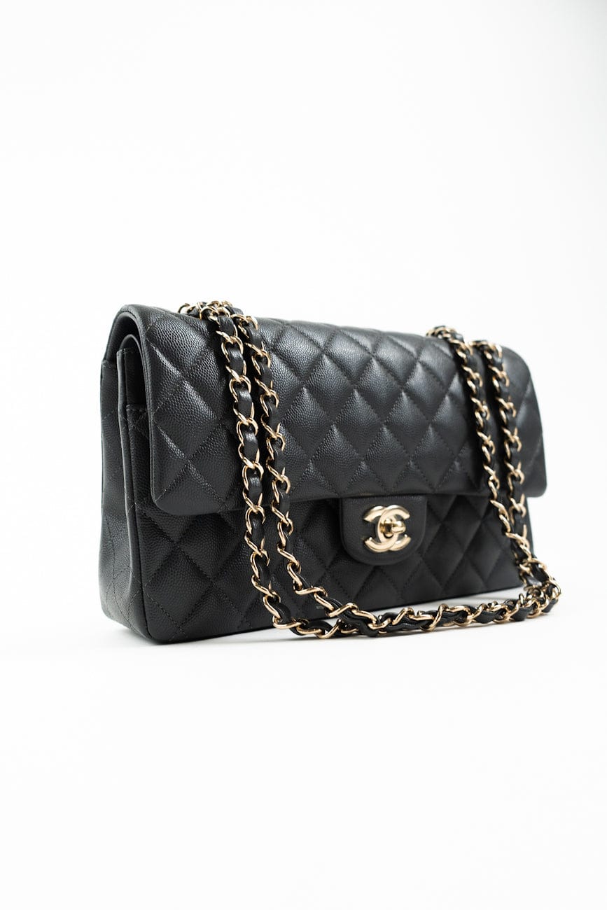 21B Grey Caviar Quilted Classic Flap Medium Light Gold Hardware
