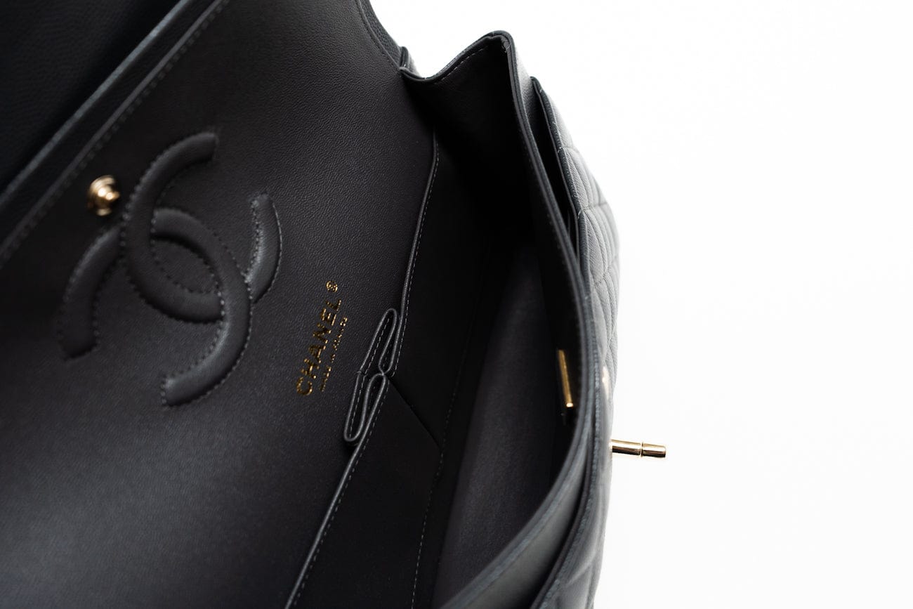 21B Grey Caviar Quilted Classic Flap Medium Light Gold Hardware