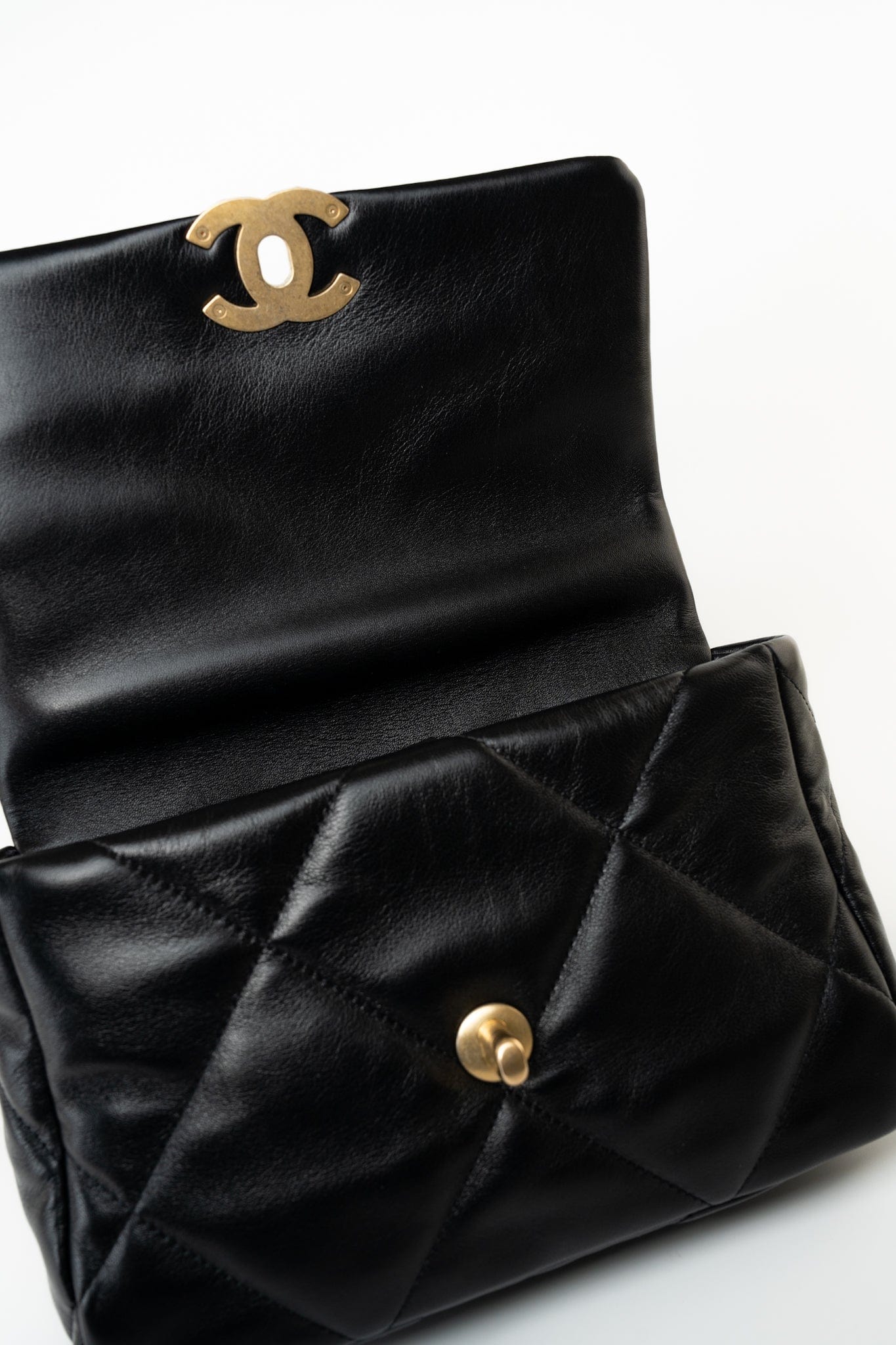 21C Black Lambskin Quilted 19 Flap Small Mixed Hardware