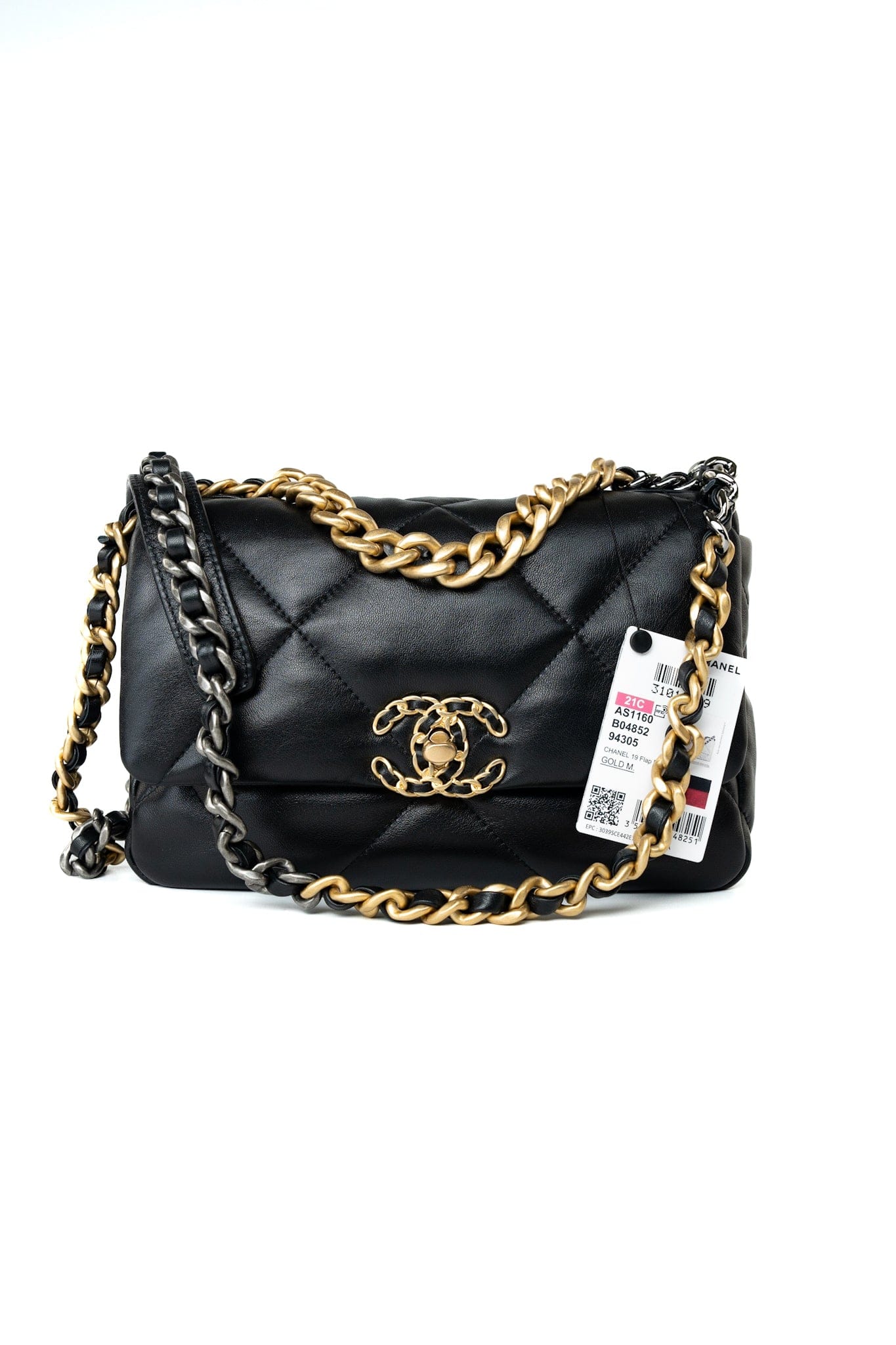 21C Black Lambskin Quilted 19 Flap Small Mixed Hardware