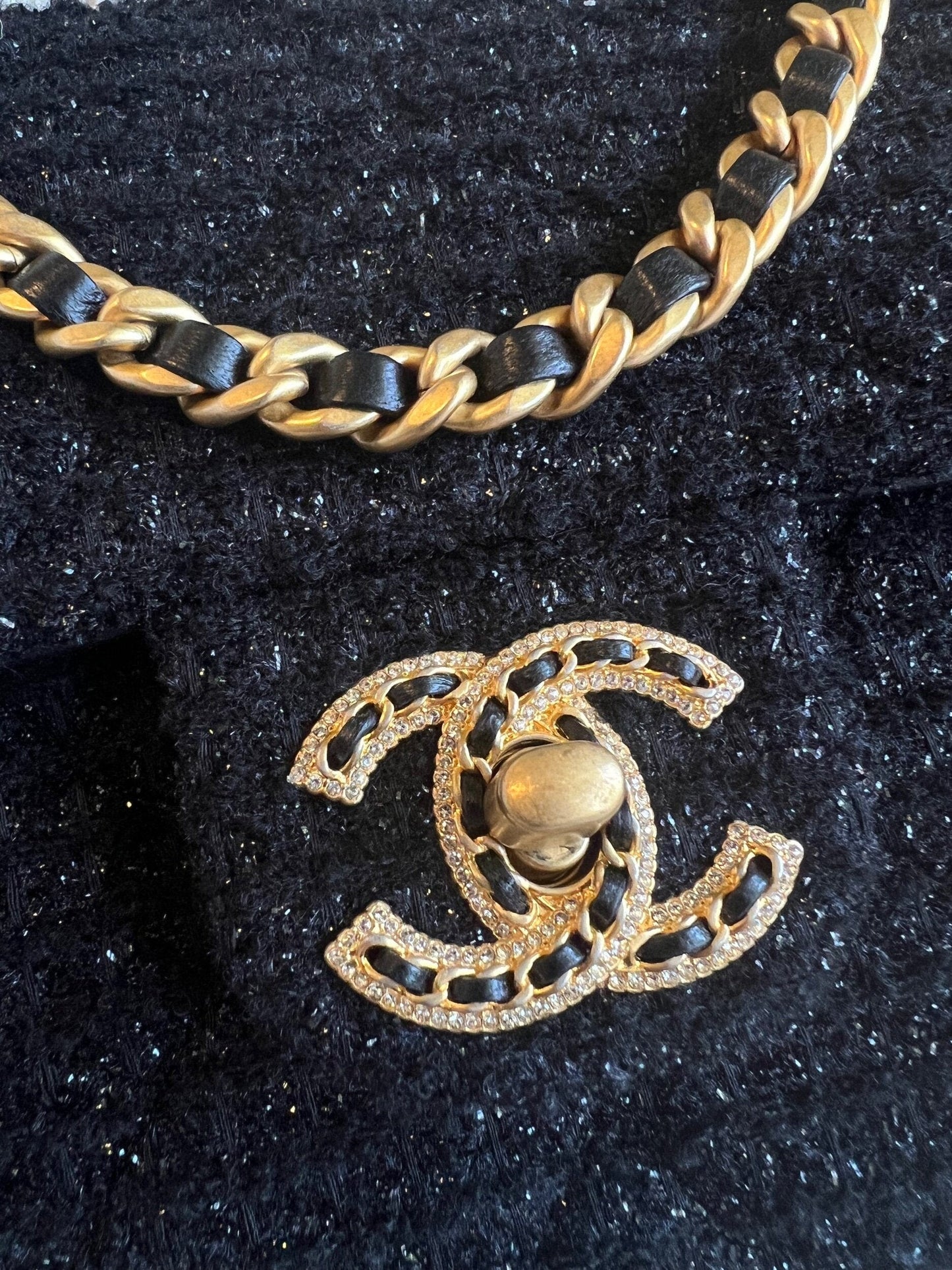 21K Black Symphony Tweed Single Flap Bag