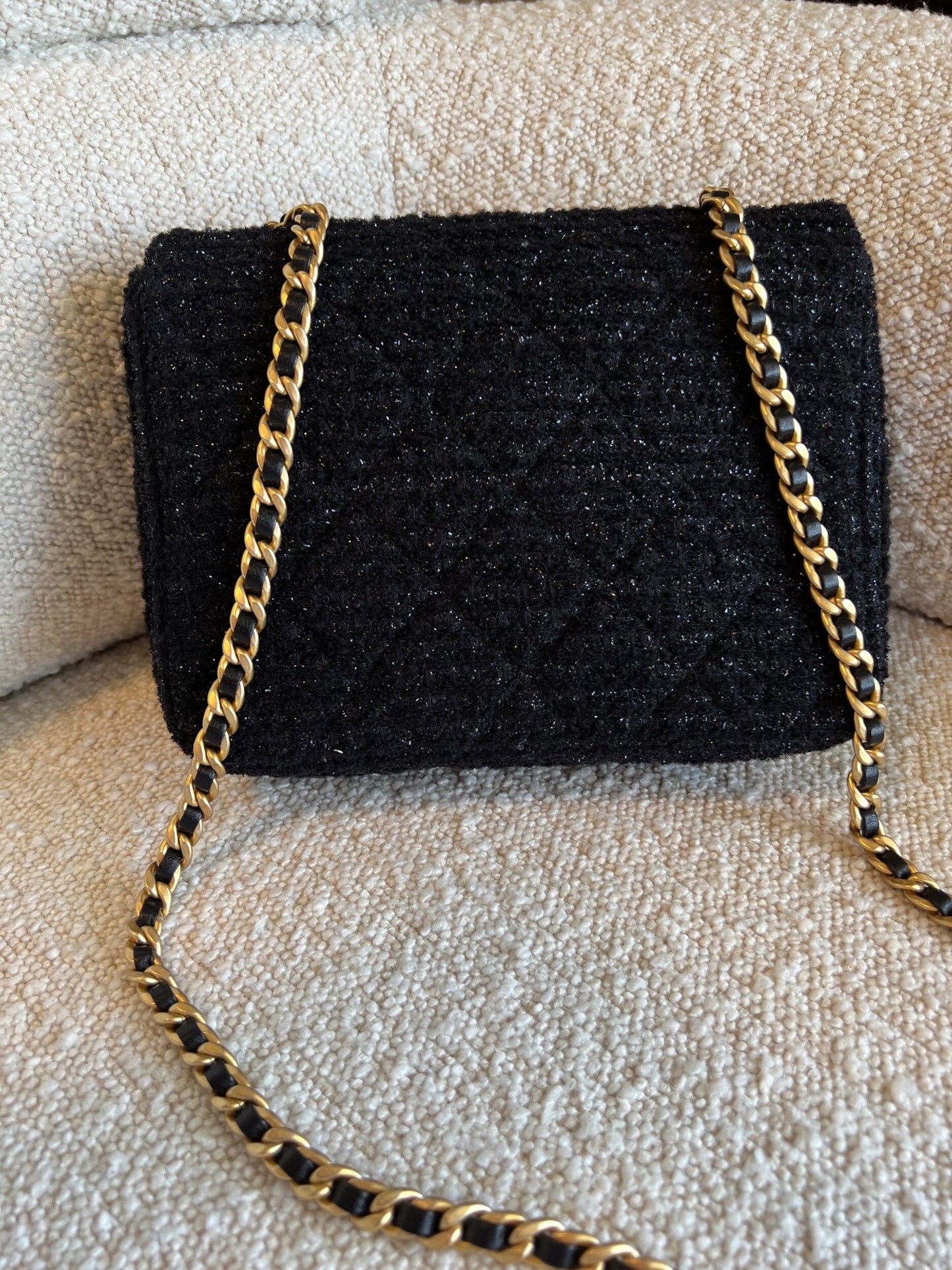 21K Black Symphony Tweed Single Flap Bag