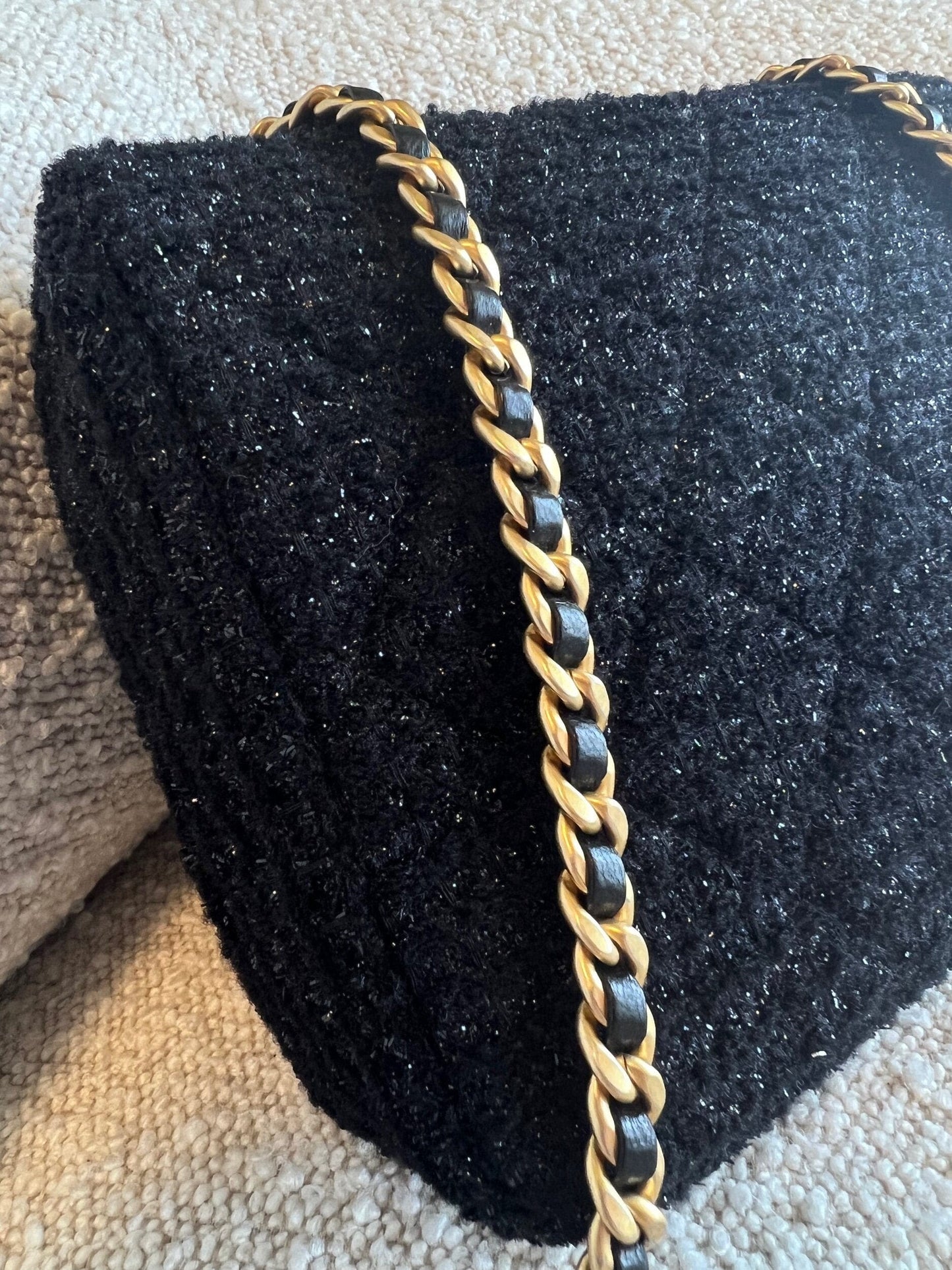 21K Black Symphony Tweed Single Flap Bag