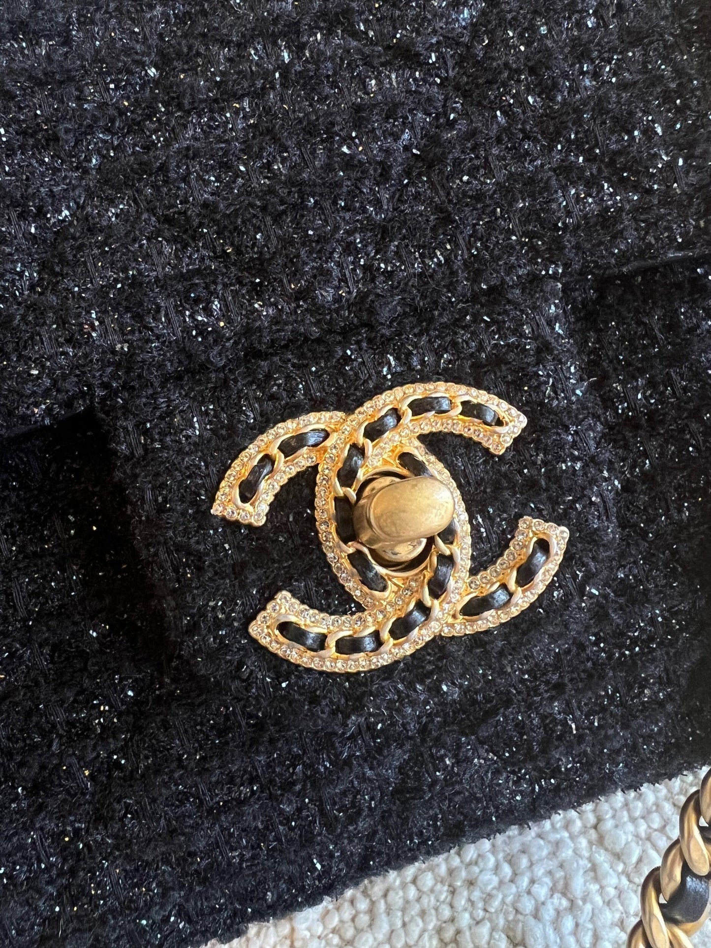 21K Black Symphony Tweed Single Flap Bag