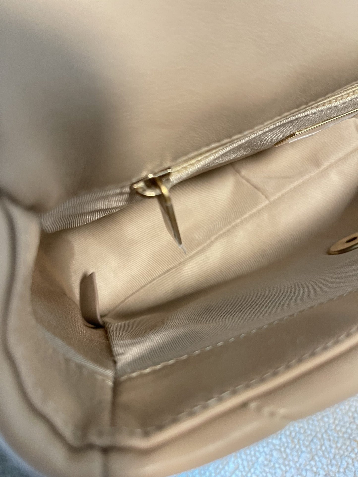 21S Beige Lambskin Quilted 19 Flap Small Mixed Hardware