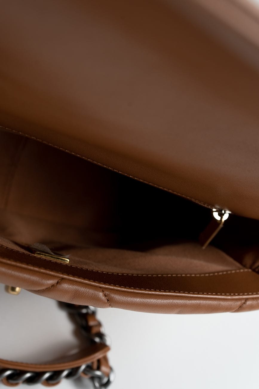 22A Caramel / Light Brown Lambskin Quilted 19 Flap Small MHW