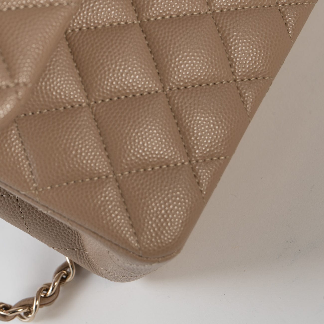 22A Dark Beige Caviar Quilted Classic Flap Small with Light Gold Hardware