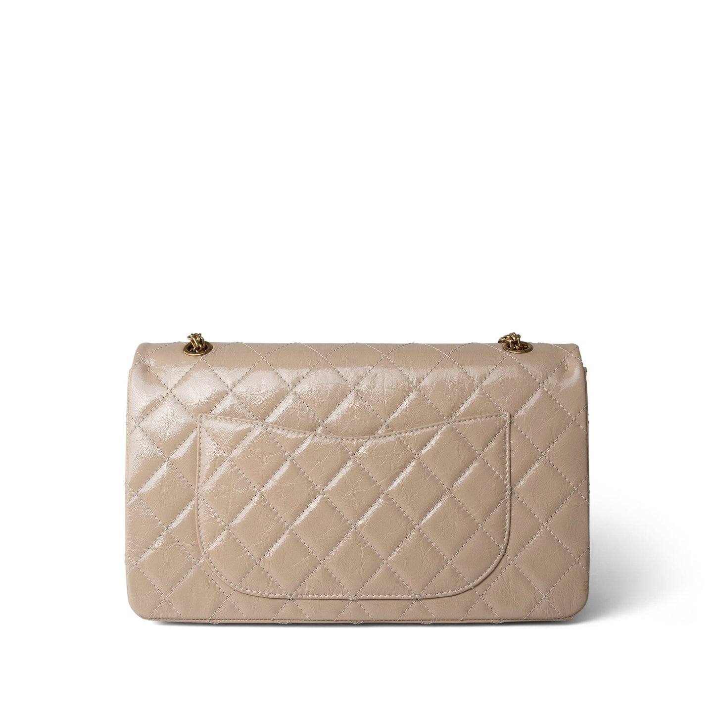 15P Beige Crumpled Calfskin Quilted Reissue 2.55 Flap 227 Aged Gold Hardware