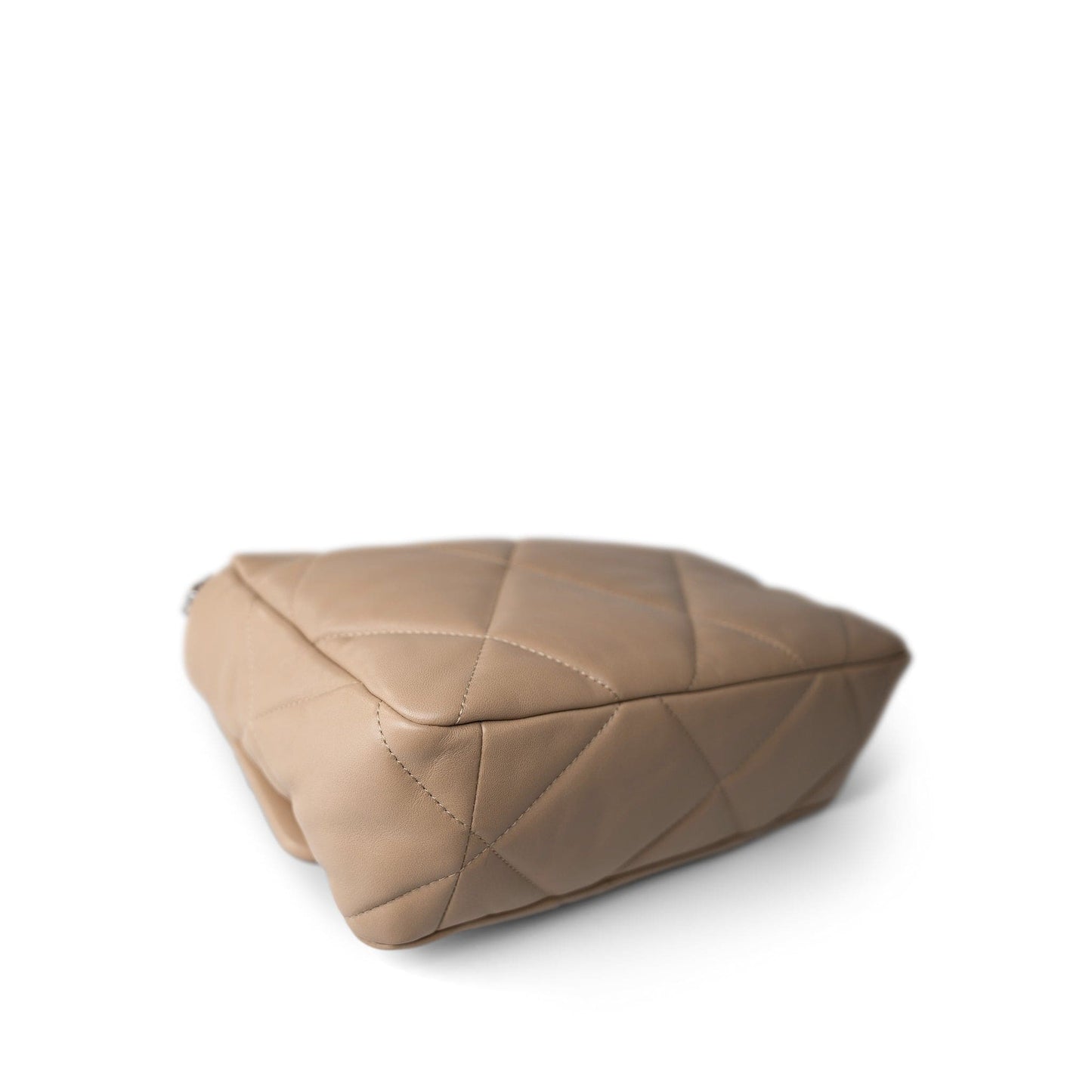 21S Dark Beige Lambskin Quilted 19 Flap Medium/Large