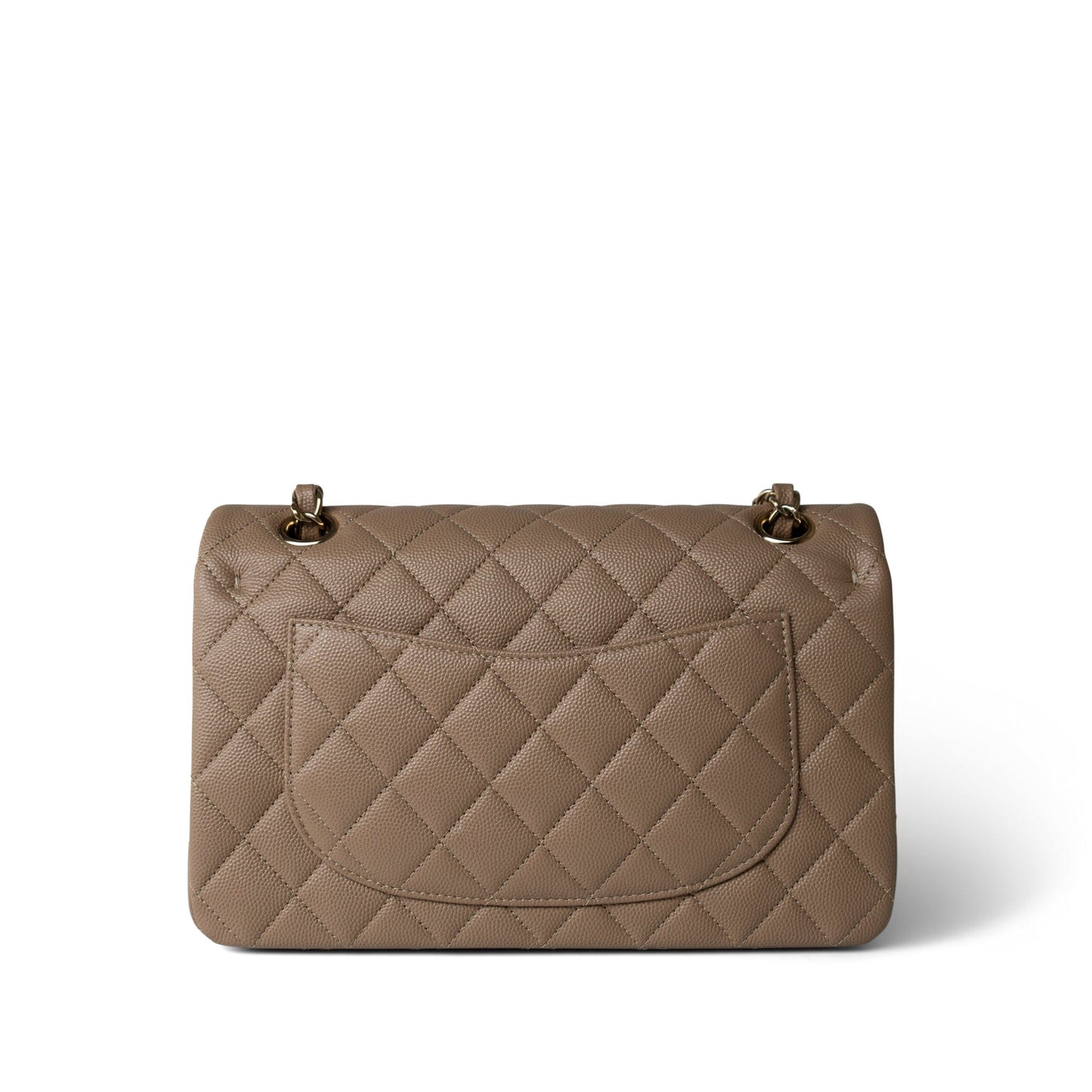 22A Dark Beige Caviar Quilted Classic Flap Small Light Gold Hardware