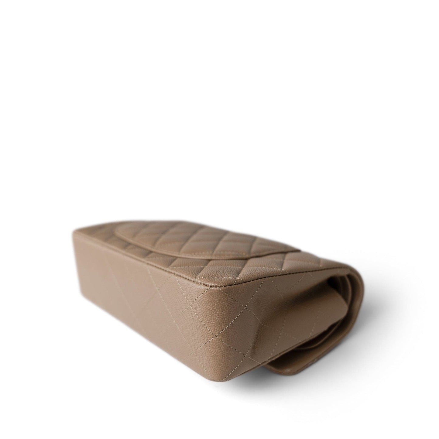 22A Dark Beige Caviar Quilted Classic Flap Small Light Gold Hardware