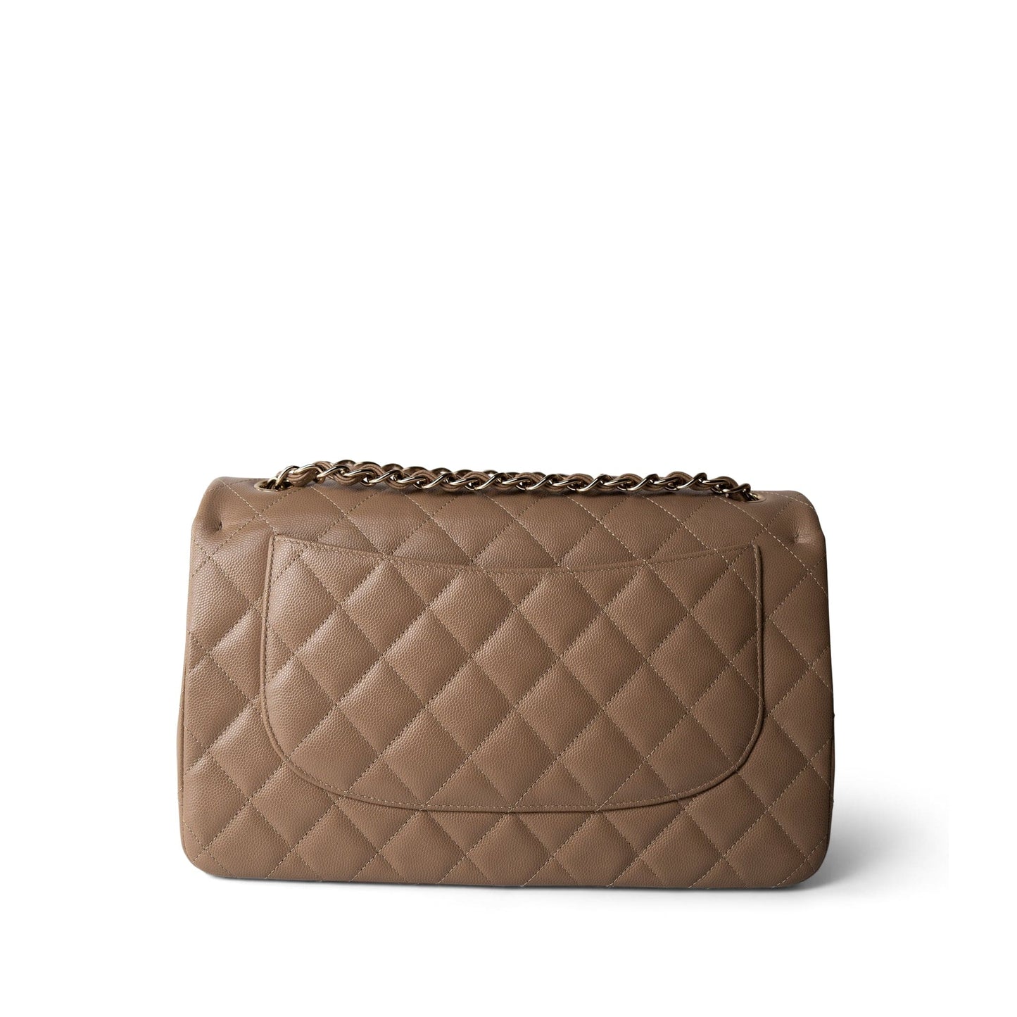 22A Dark Beige Caviar Quilted Jumbo Classic Flap Light Gold Hardware