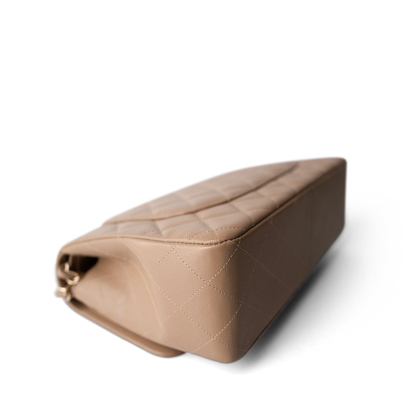 22A Dark Beige Caviar Quilted Jumbo Classic Flap Light Gold Hardware