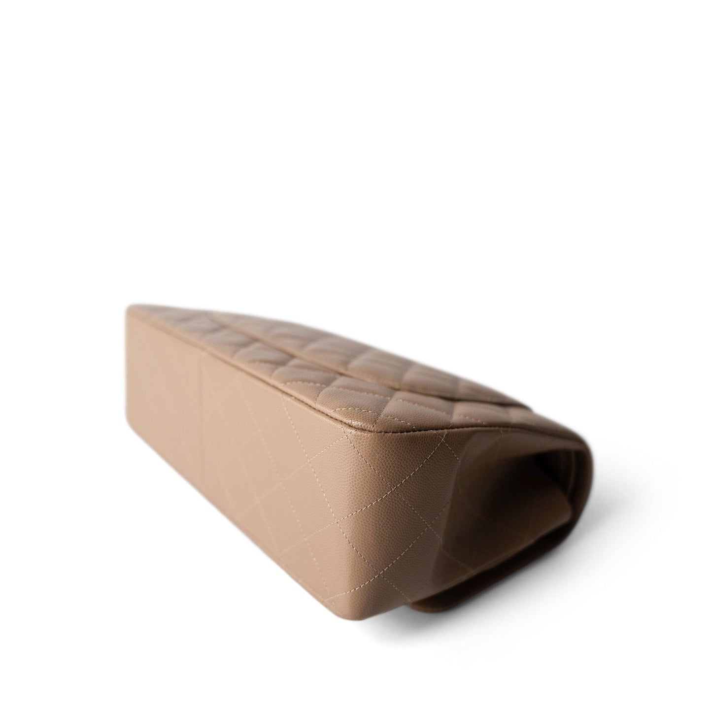 22A Dark Beige Caviar Quilted Jumbo Classic Flap Light Gold Hardware