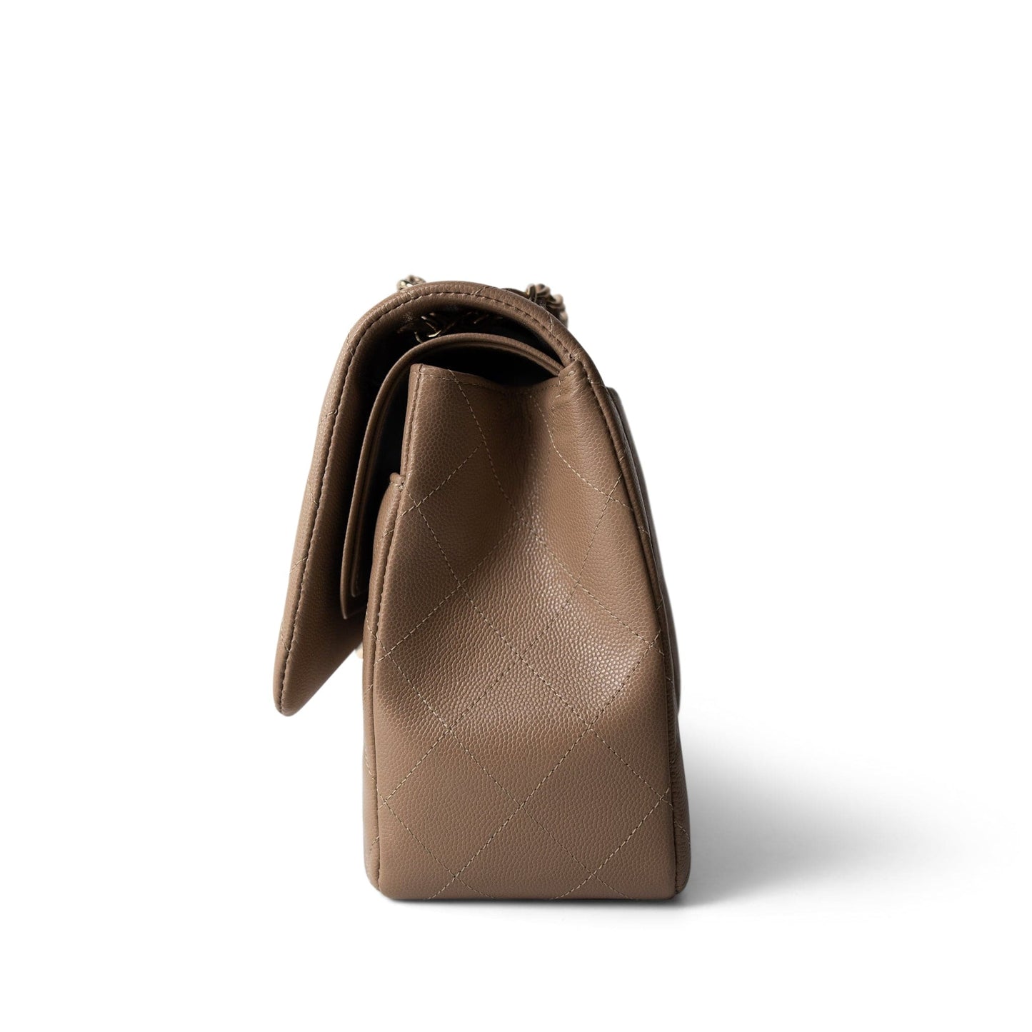 22A Dark Beige Caviar Quilted Jumbo Classic Flap Light Gold Hardware