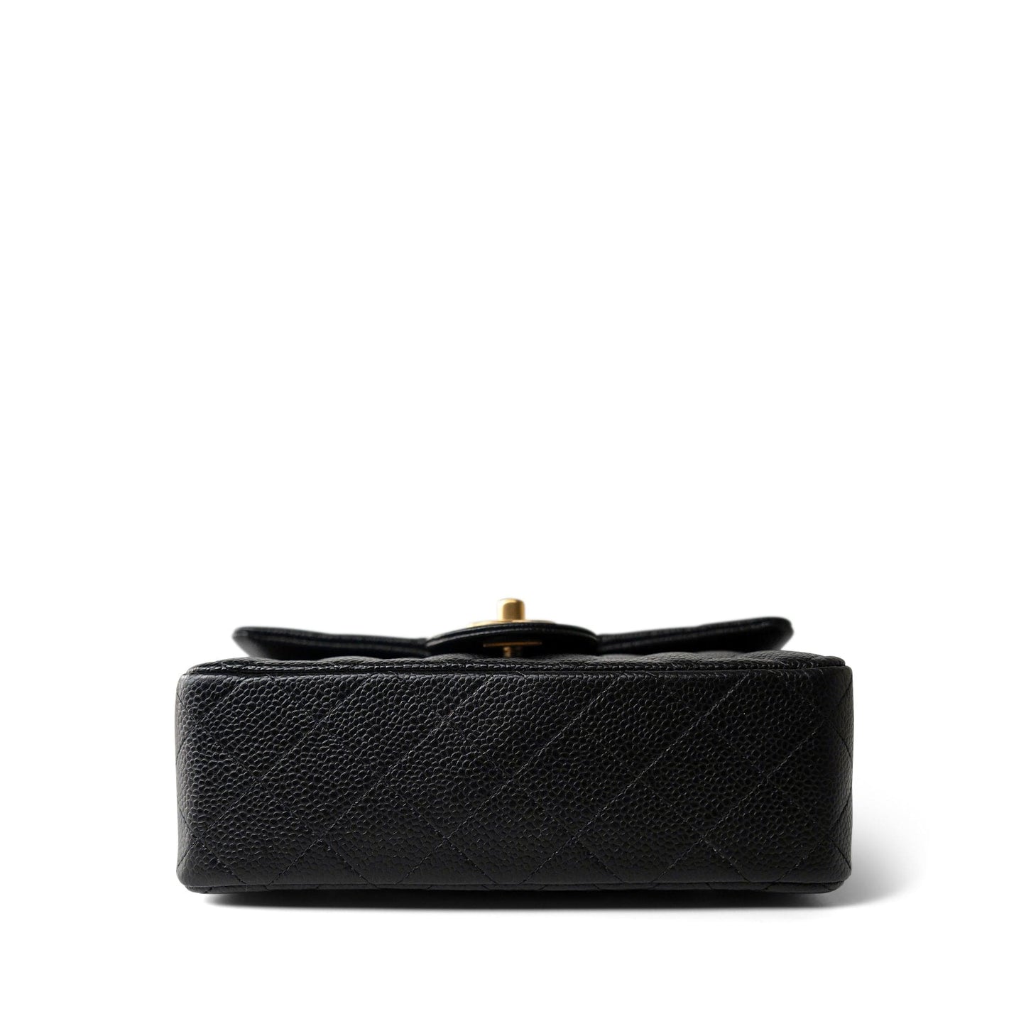 15B Black Caviar Quilted Mini Rectangular Flap Aged Gold Hardware