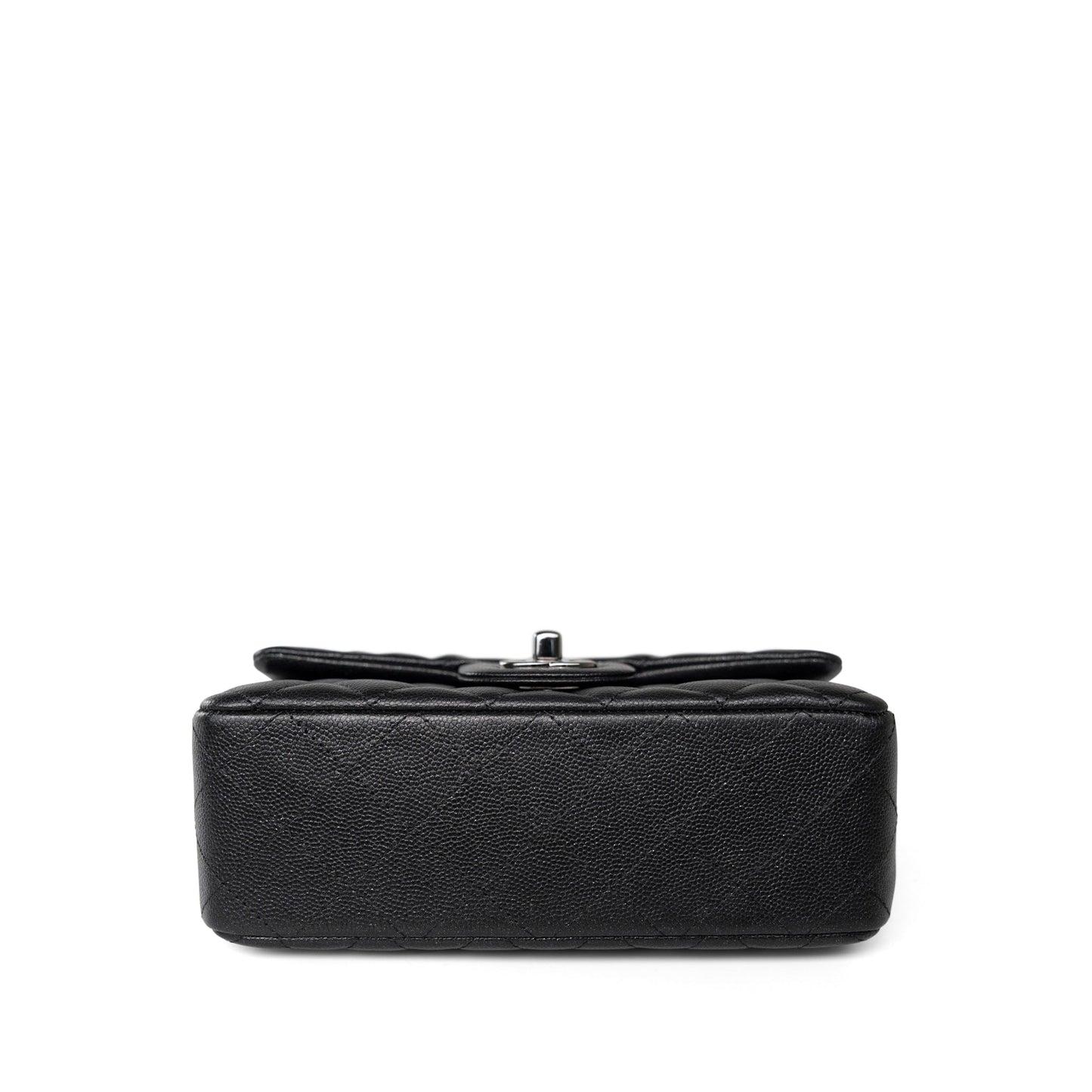 18C Black Glittery Caviar Quilted Mini Rectangular Flap