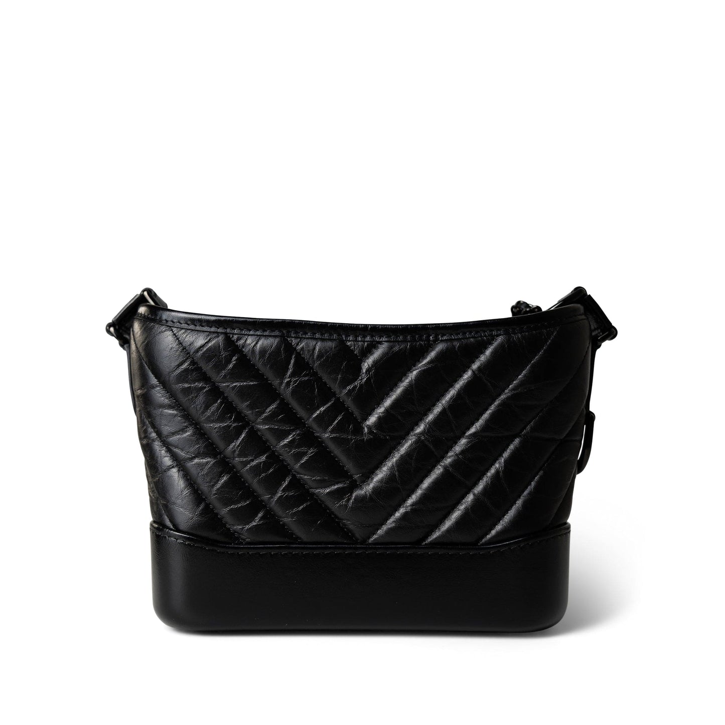 19B So Black Aged Calfskin Chevron Small Hobo Gabrielle Bag