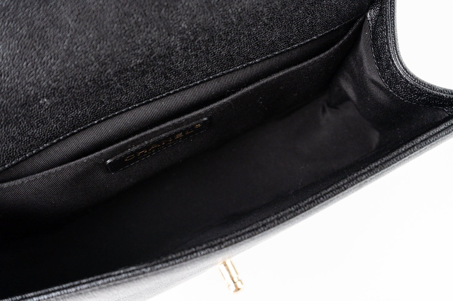 19S Shiny Black Caviar Chevron Boy Bag Medium Champagne Gold Hardware