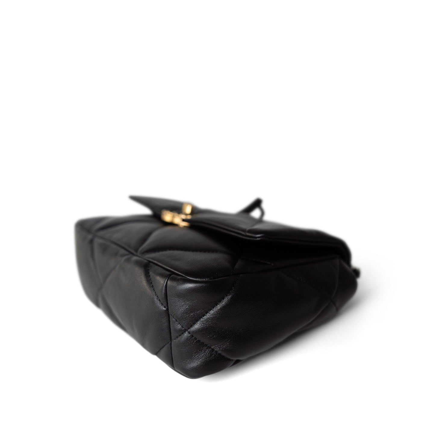 21P Black Lambskin Quilted 19 Flap Small Mixed Hardware