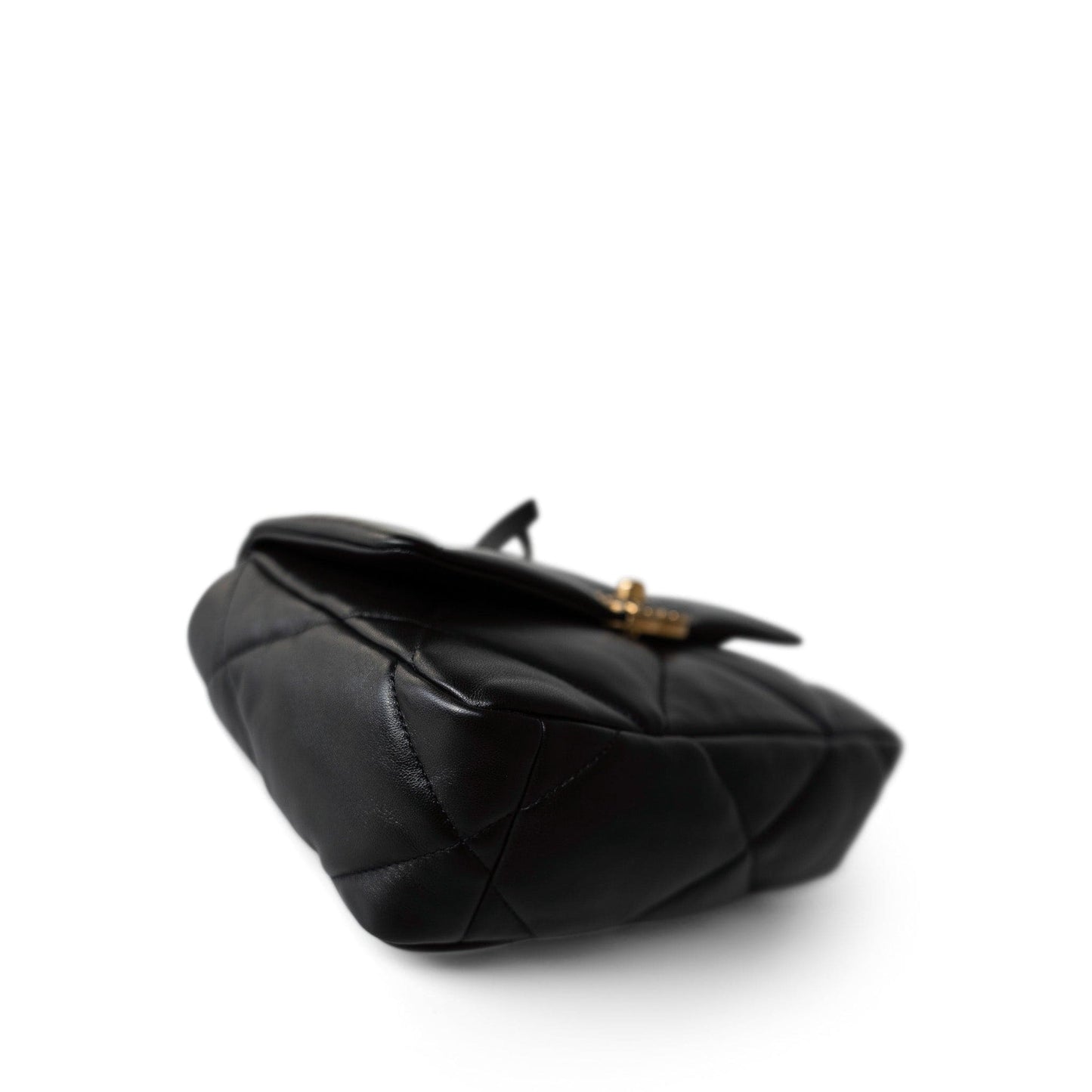 21P Black Lambskin Quilted 19 Flap Small Mixed Hardware