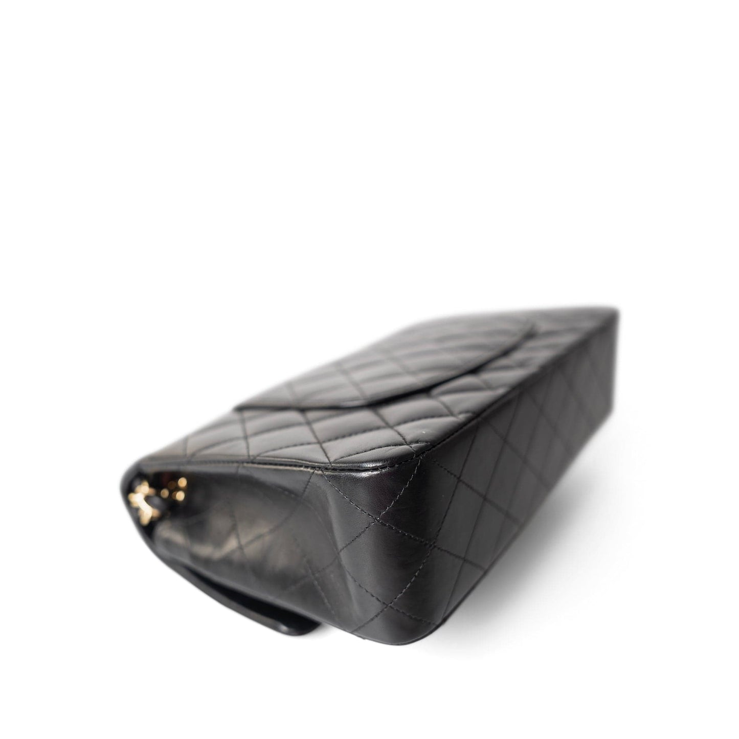 Vintage Black Lambskin Quilted Classic Flap Medium Gold Hardware