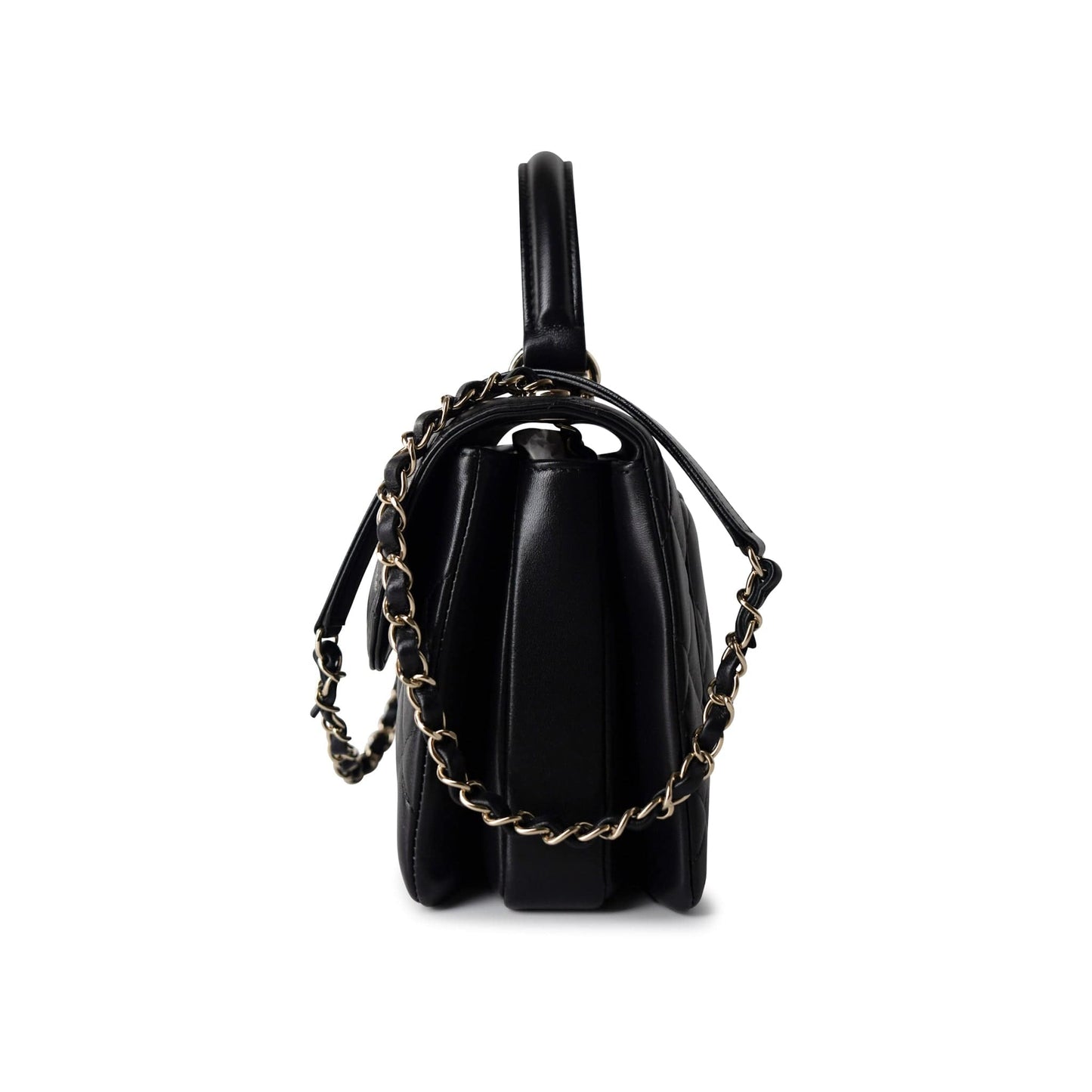 21S Black Lambskin Quilted Small Trendy CC Light Gold Hardware