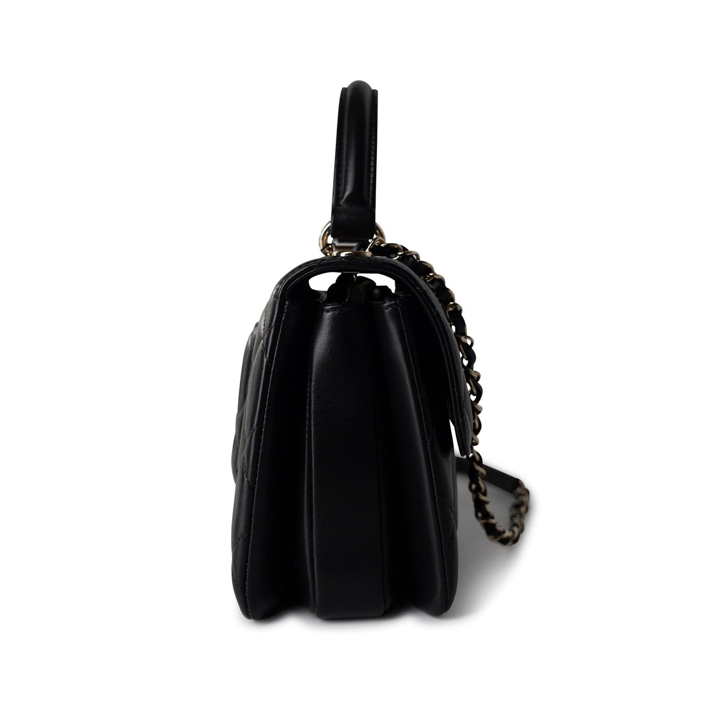 21S Black Lambskin Quilted Small Trendy CC Light Gold Hardware