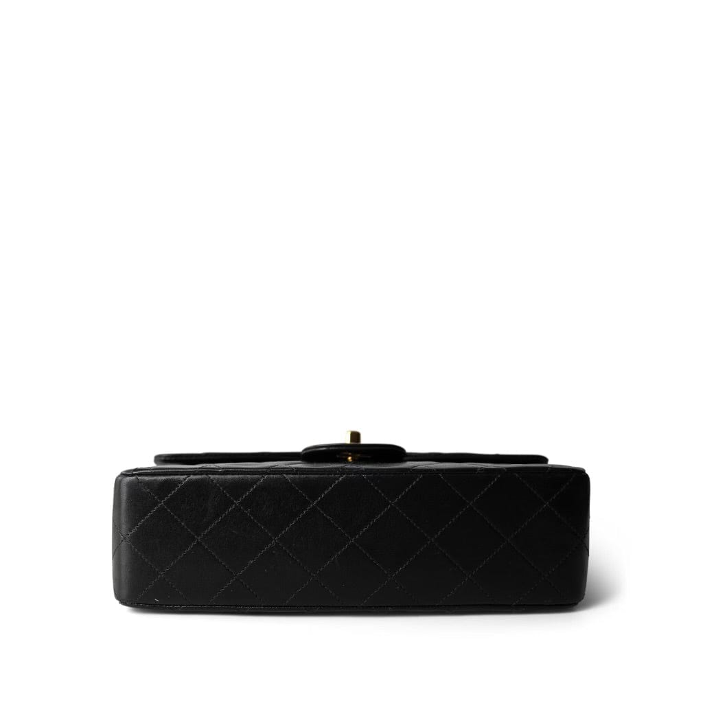 Vintage Black Lambskin Quilted Classic Flap Small Gold Hardware