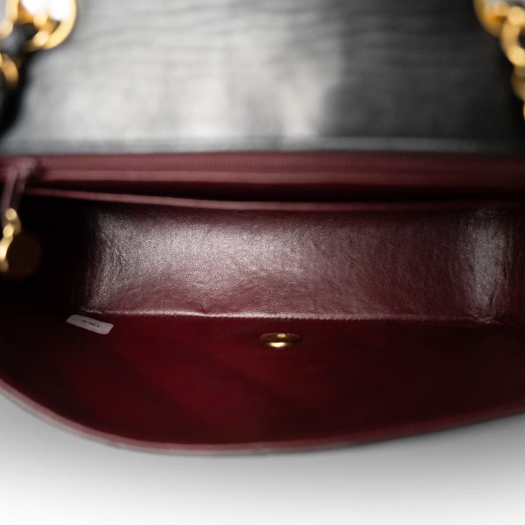 Vintage Black Lambskin Quilted Diana Small Gold Hardware