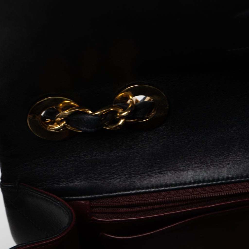 Vintage Black Lambskin Quilted Jumbo XL Single Flap