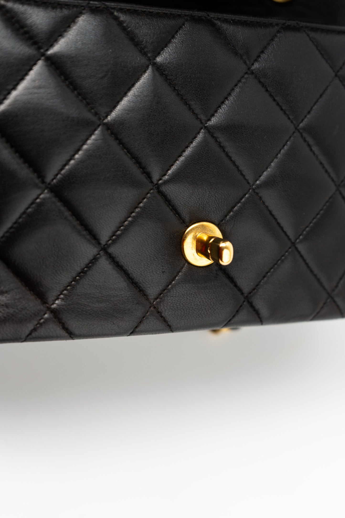 Vintage Small Black Lambskin Quilted Diana Flap GHW