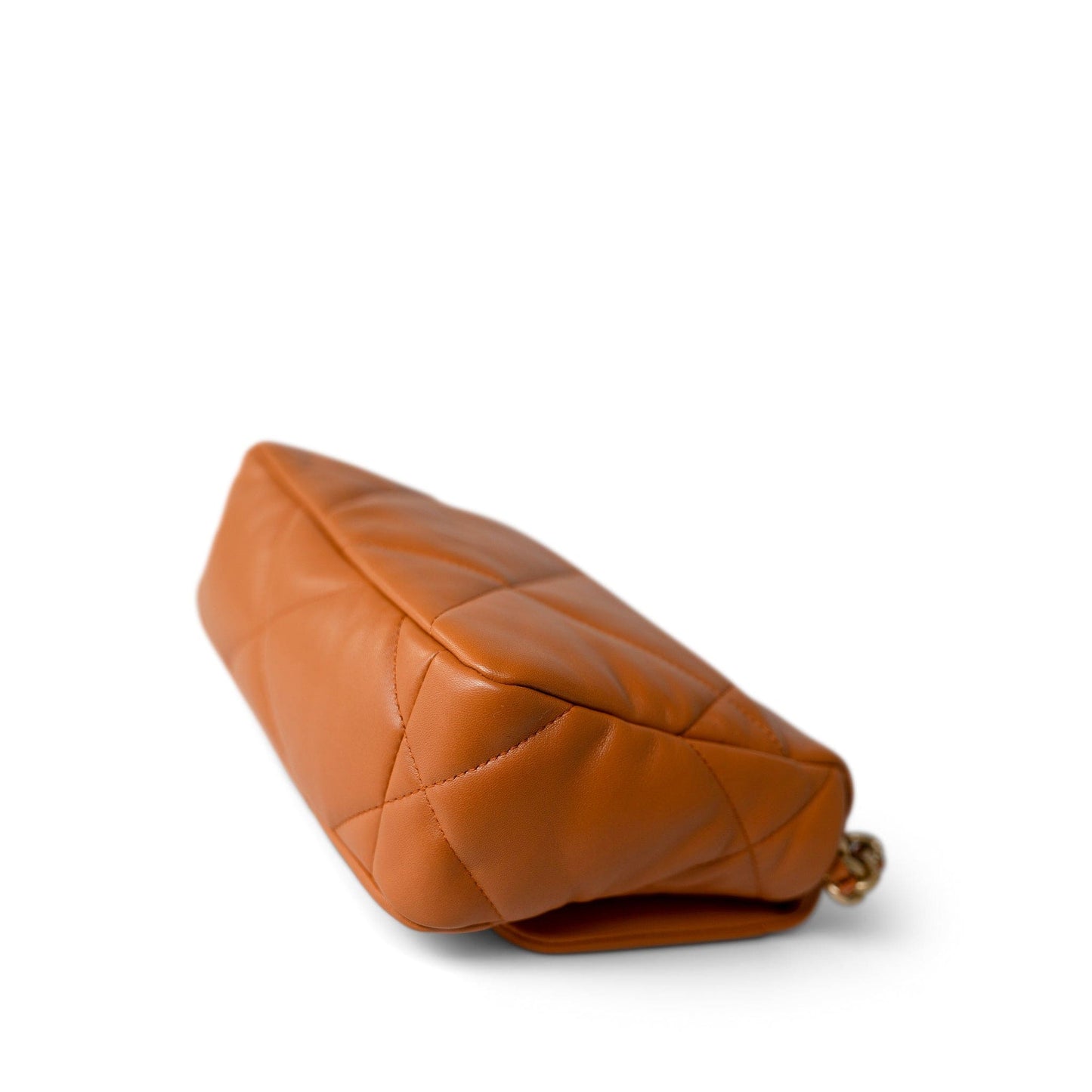 21A Light Brown Lambskin Quilted 19 Flap Small Mixed Hardware