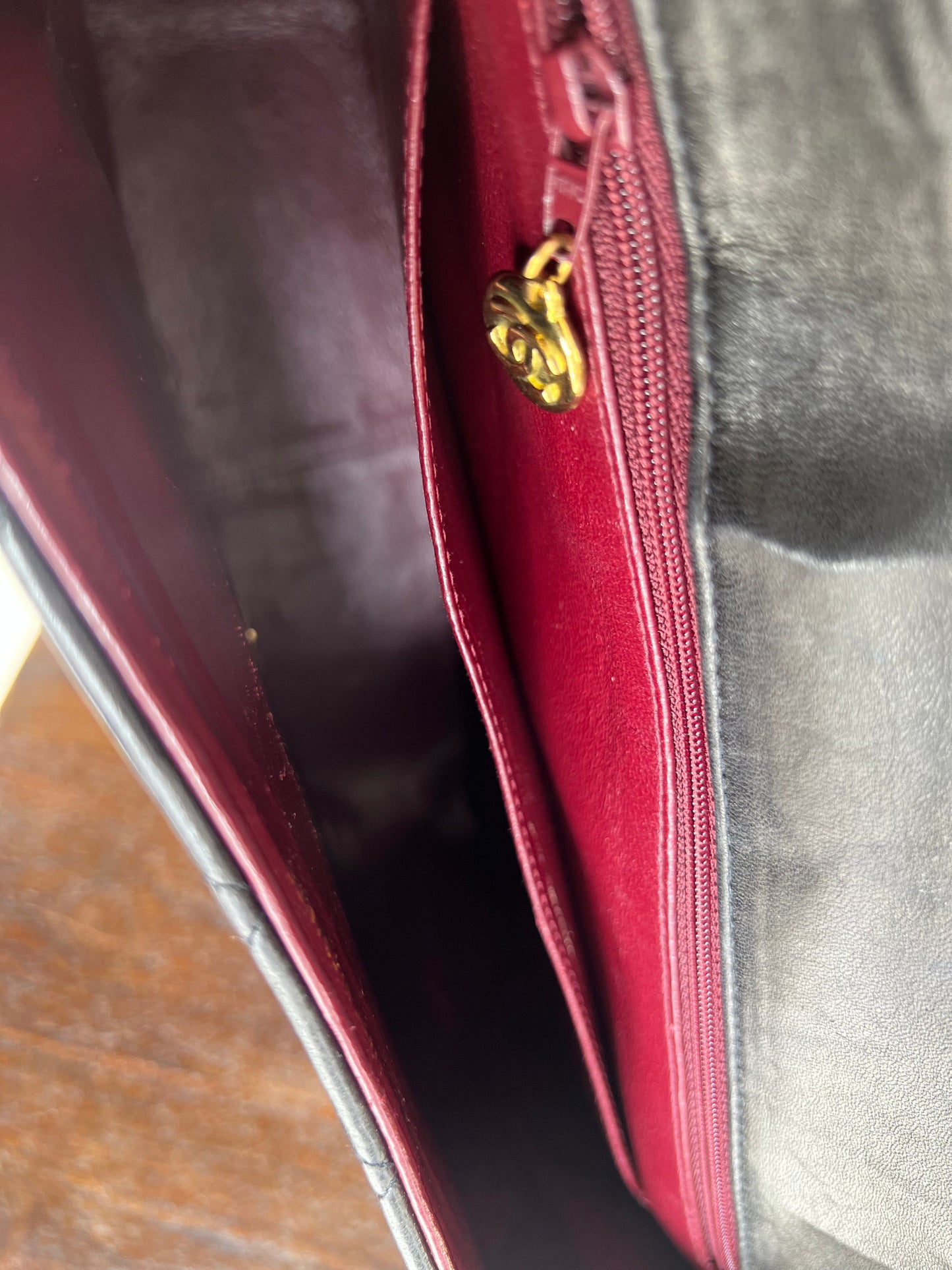 Vintage Black / Dark Brown Lambskin Quilted Square CC Flap GHW