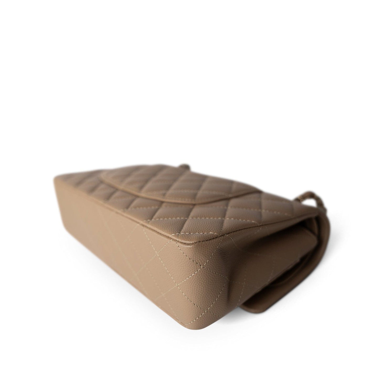 22A Dark Beige Caviar Quilted Classic Flap Medium Light Gold Hardware