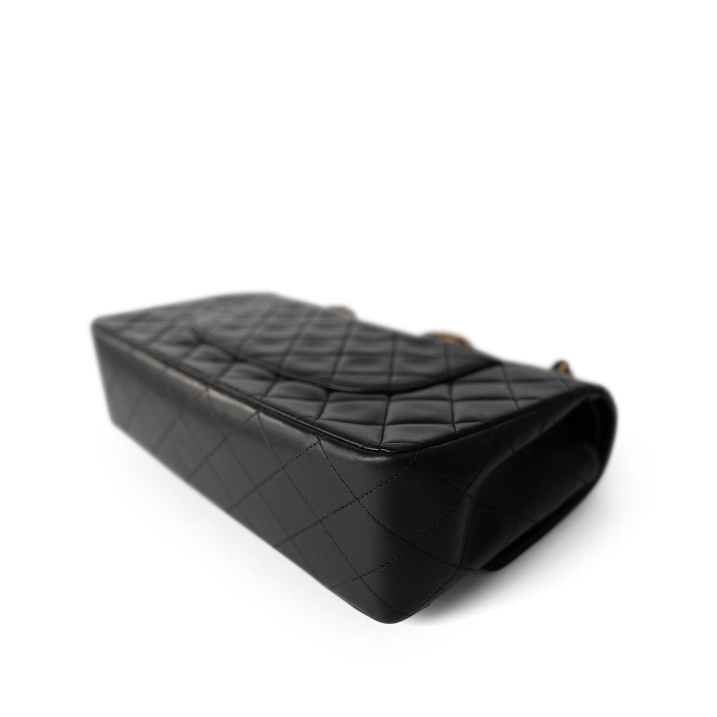 Vintage Black Lambskin Quilted Classic Flap Medium Gold Hardware