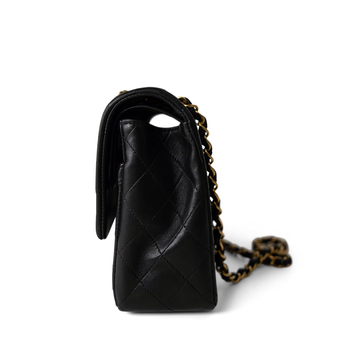 Vintage Black Lambskin Quilted Classic Flap Medium Gold Hardware