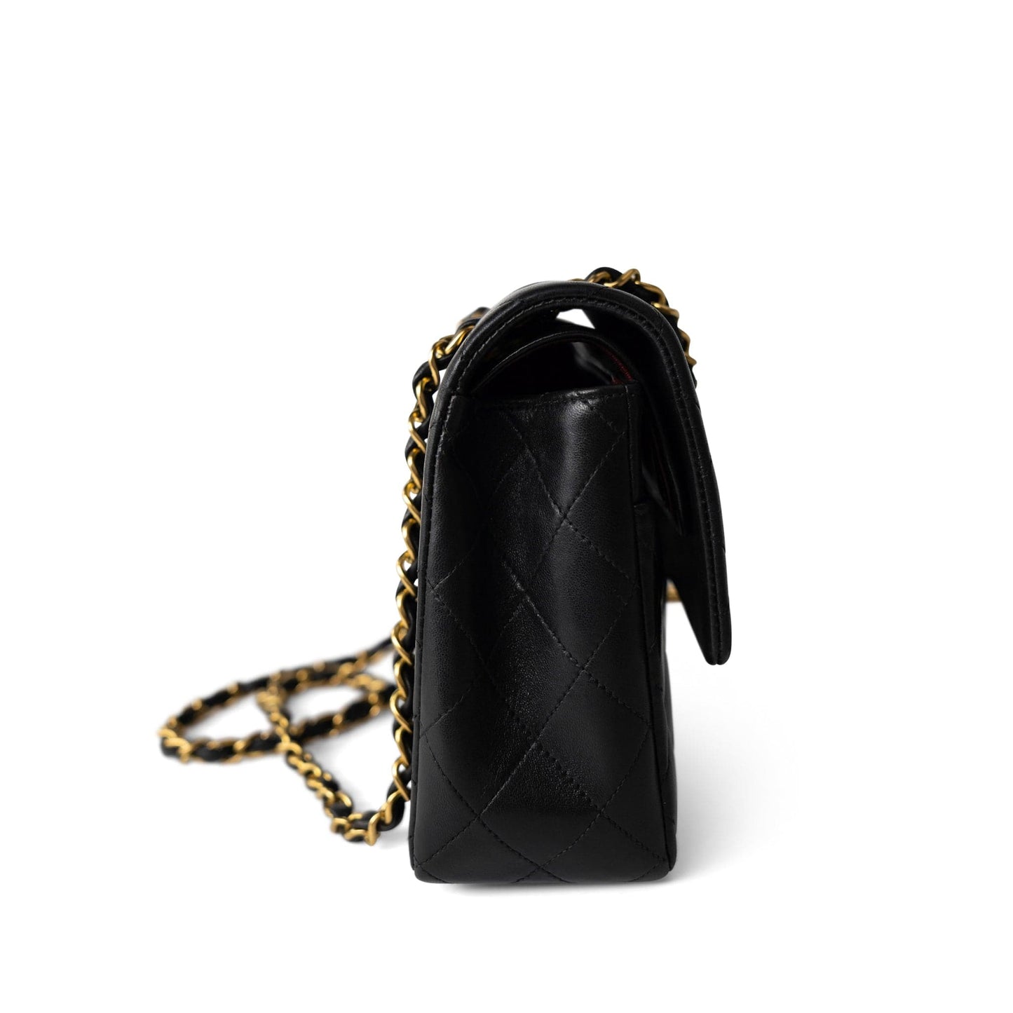 Vintage Black Lambskin Quilted Classic Flap Medium Gold Hardware