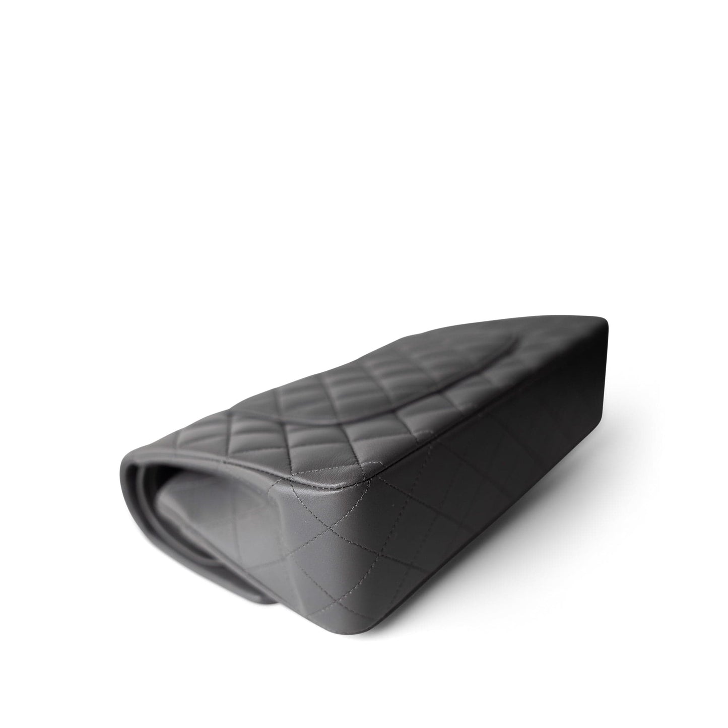 22A Dark Grey Lambskin Quilted Classic Flap Medium Light Gold Hardware