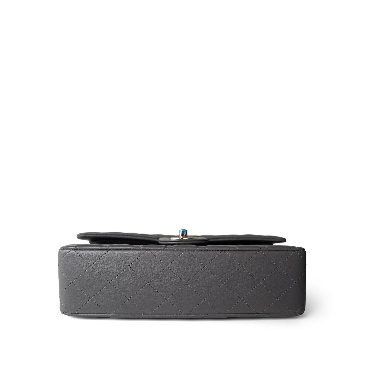 22A Dark Grey Lambskin Quilted Classic Flap Medium Light Gold Hardware