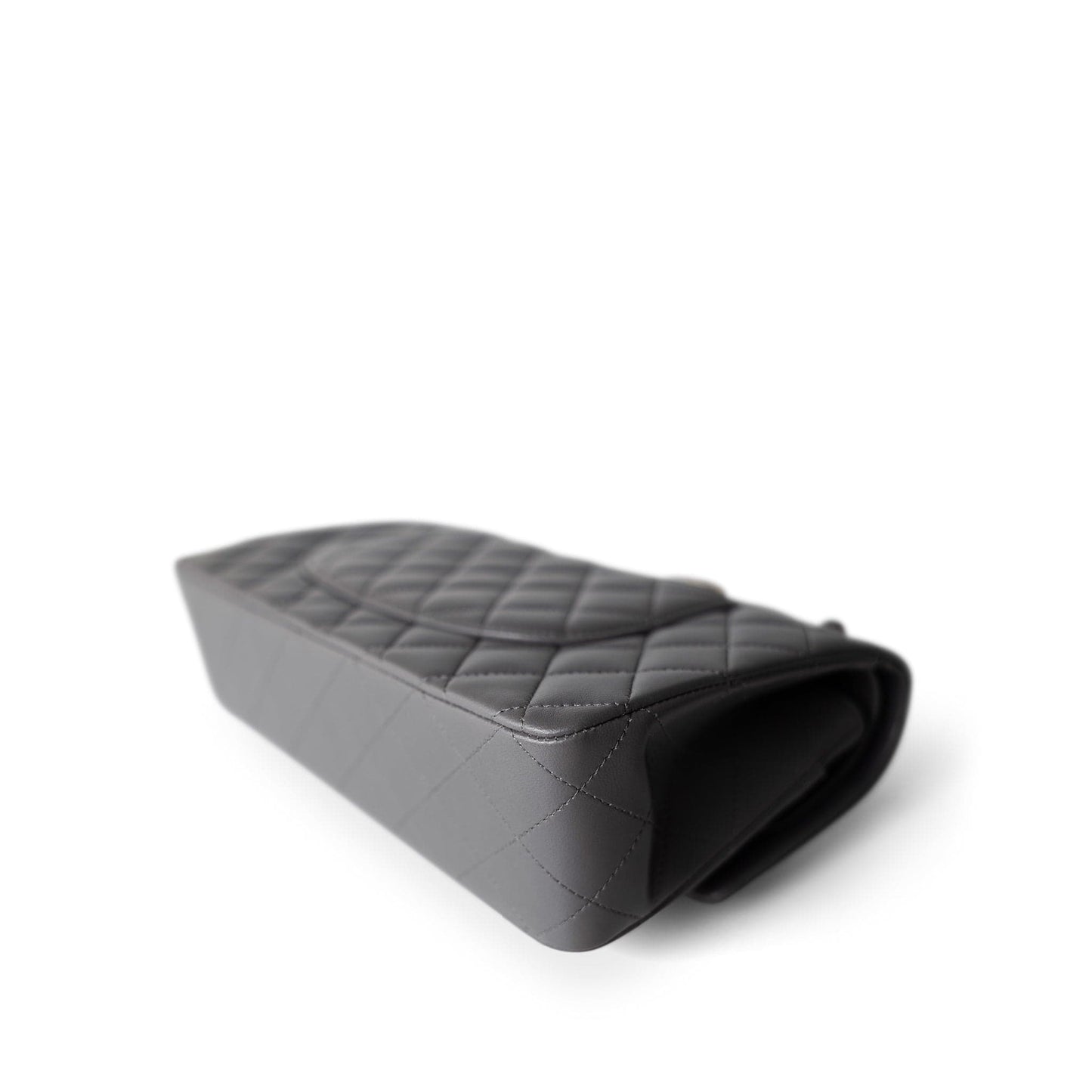 22A Dark Grey Lambskin Quilted Classic Flap Medium Light Gold Hardware