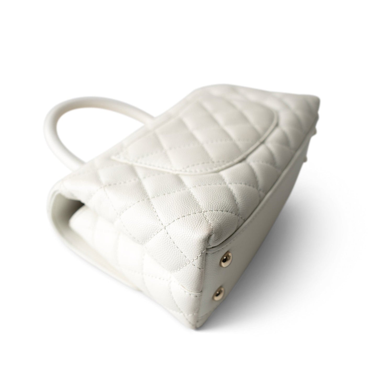 21A White Caviar Quilted Coco Handle Small Light Gold Hardware