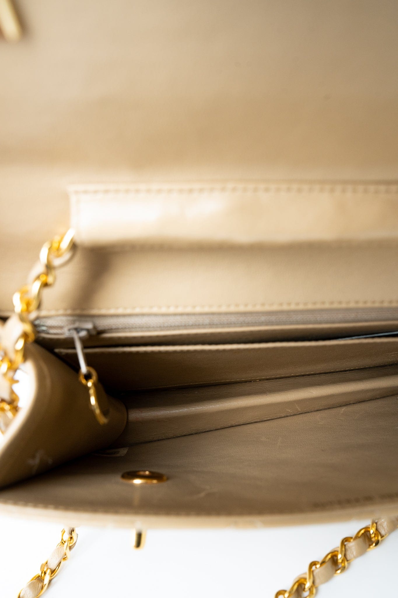 Vintage Beige Double Turnlock Single Flap Briefcase Bag Gold Hardware