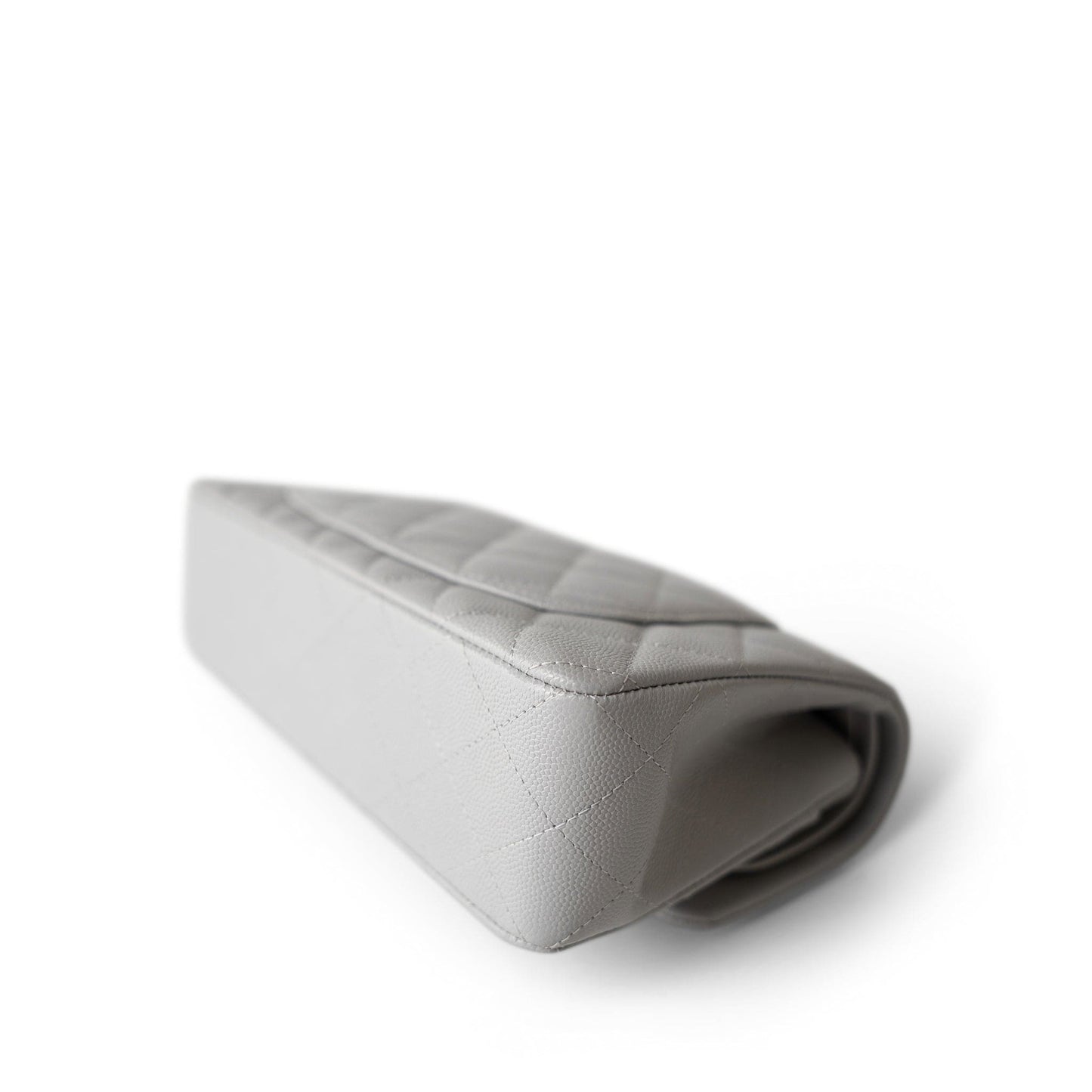 21A Grey Caviar Quilted Classic Flap Small Light Gold Hardware