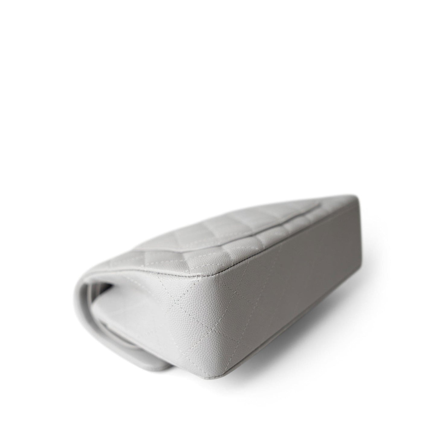 21A Grey Caviar Quilted Classic Flap Small Light Gold Hardware