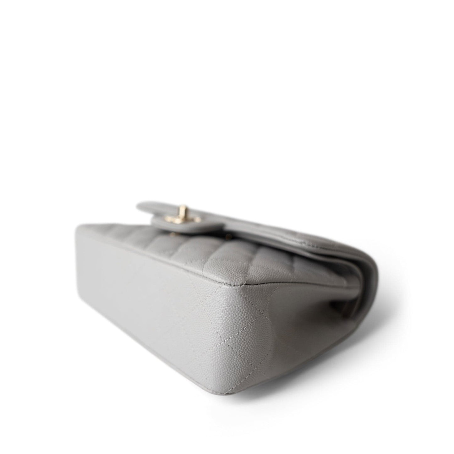 21A Grey Caviar Quilted Classic Flap Small Light Gold Hardware